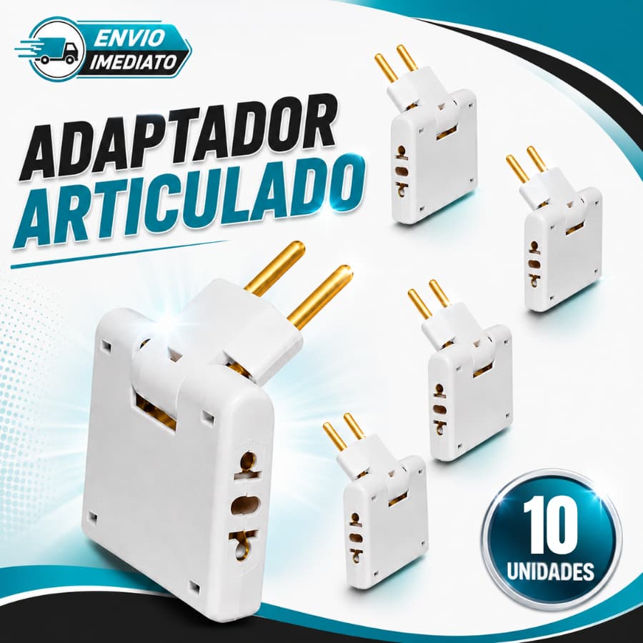 Adaptador Articulado De Tomada Elétrico 10 Unidades Dobrável 10A/20A Bivolt