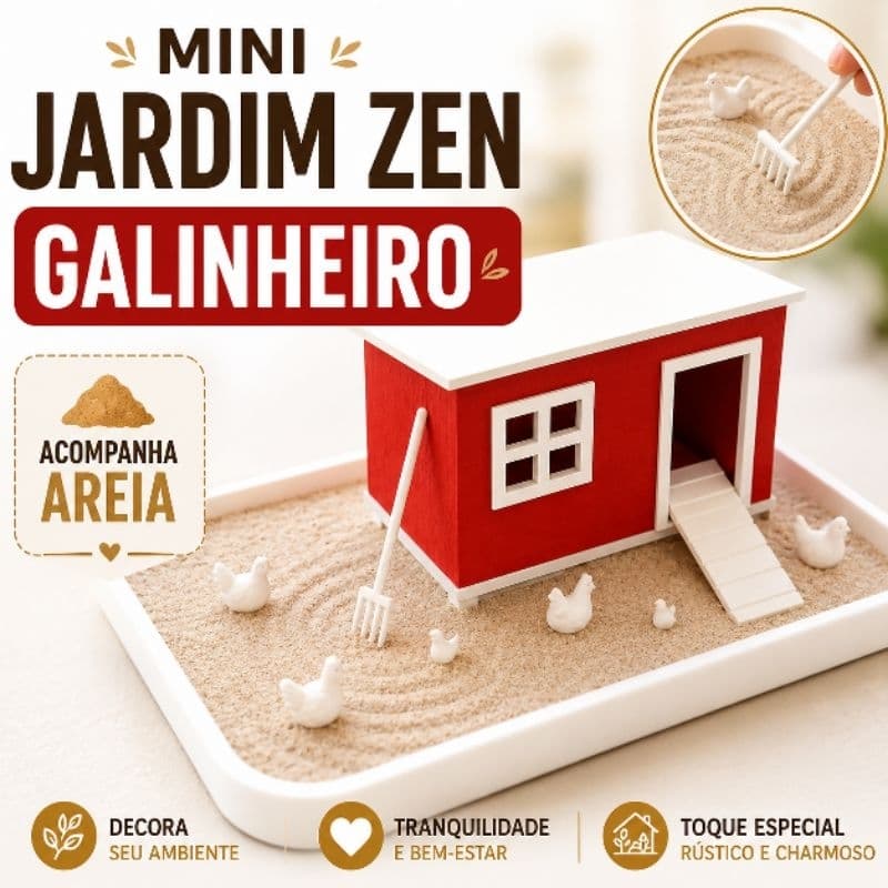 Fazendinha Zen Enfeite Farm Galinheiro | Jardim zen japonês | diorama
