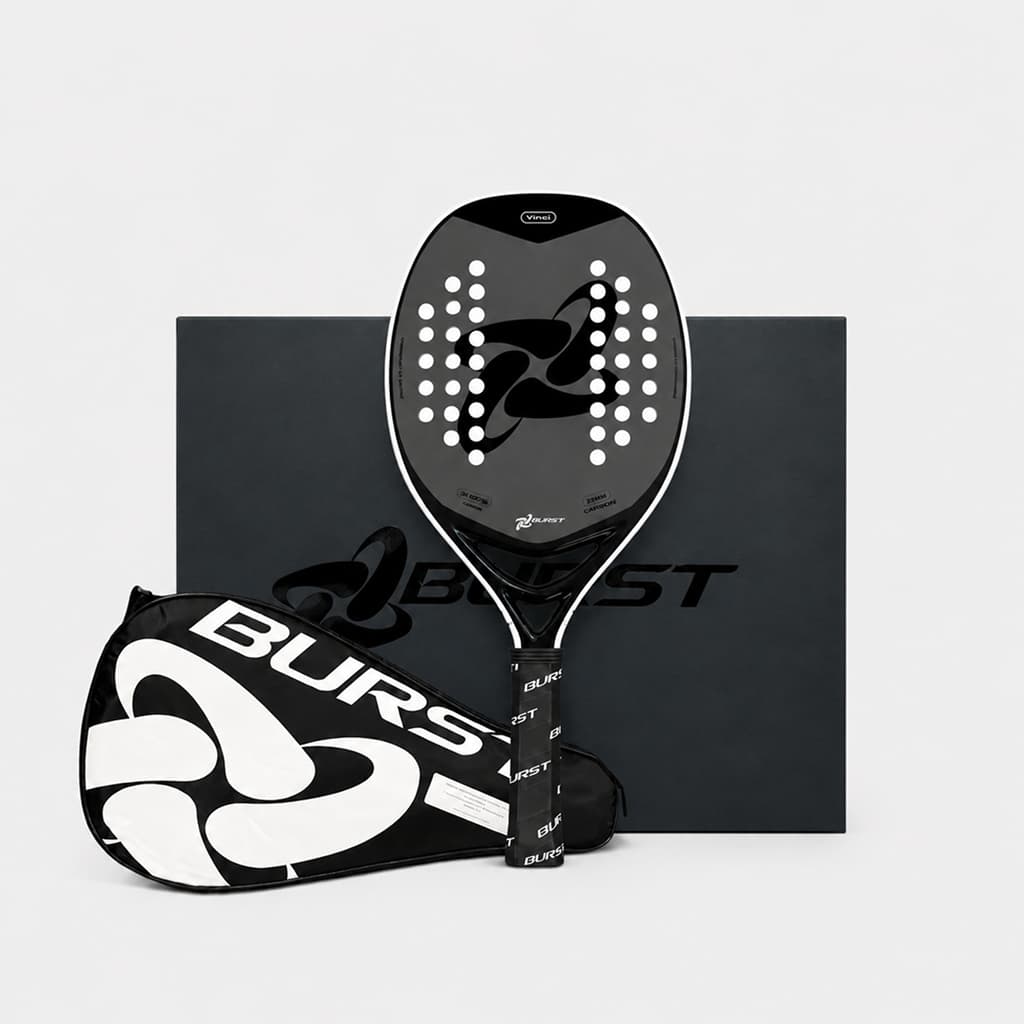 Raquete Burst Beach Tennis Vinci Full Carbono 24K Preta Capa Protetora