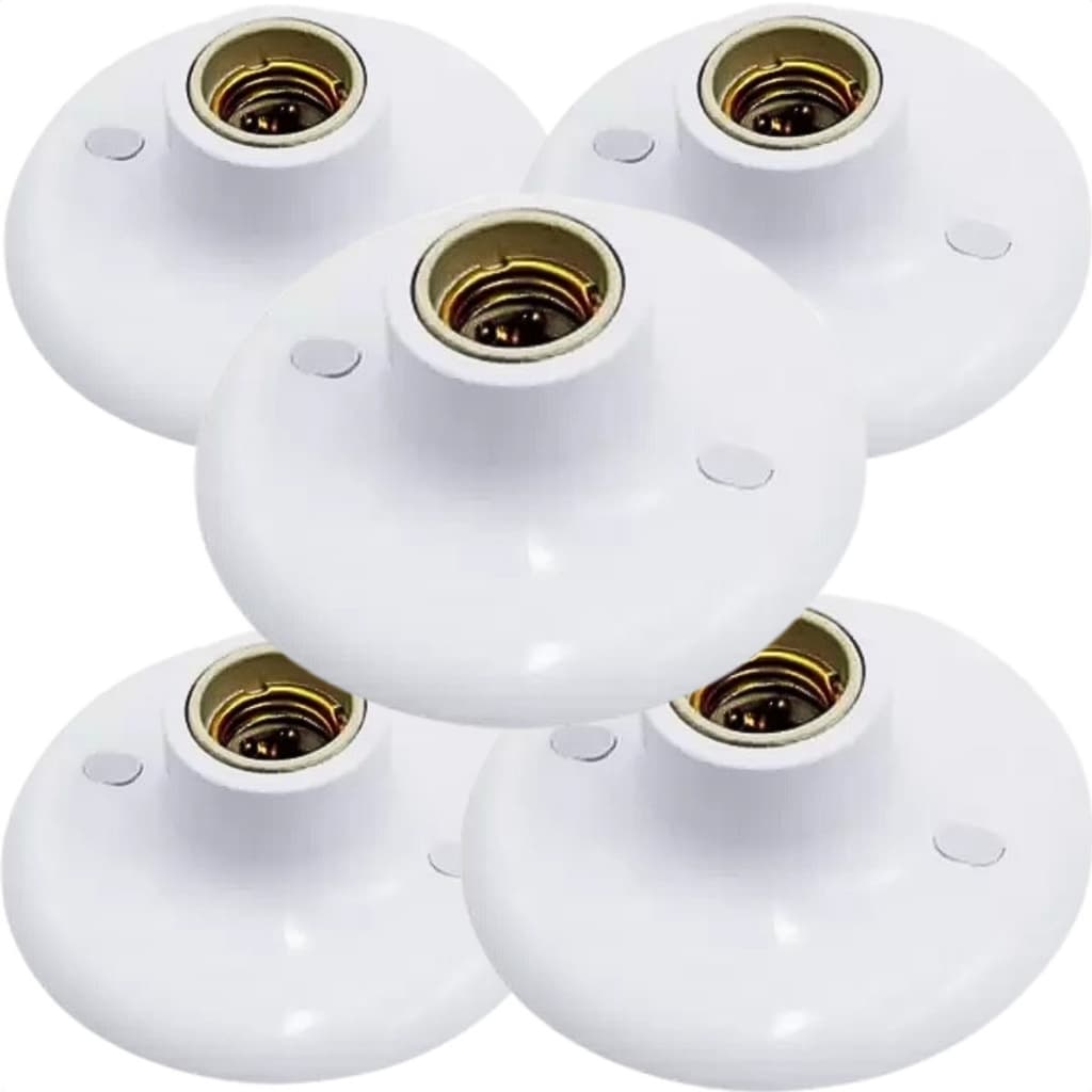 Kit 5x Plafonier Plafon Branco 100w E27 Bocal Porcelana