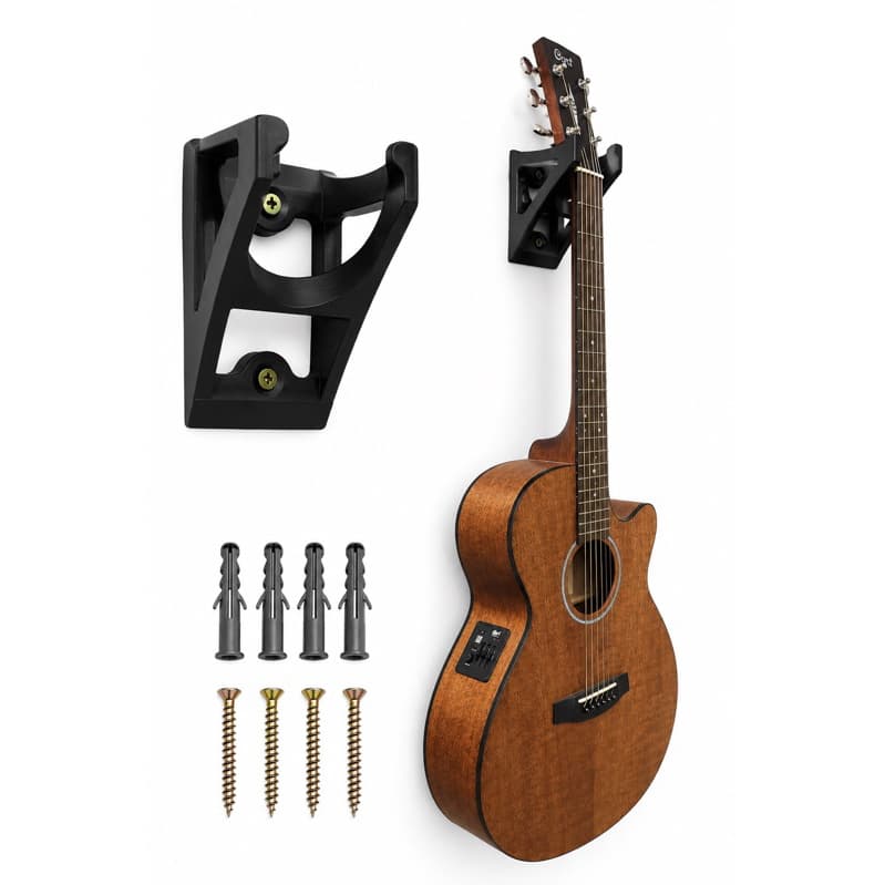 01 Suporte de Parede Para Violão Guitarra Baixo Ukulele Cavaco Com Parafusos