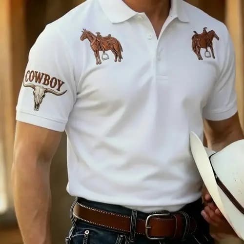 Camisa Polo Masculina Coutry Cow B00Y em Piquet