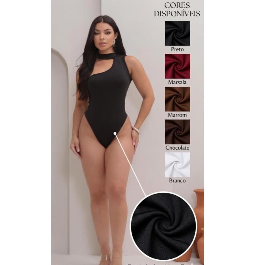 Body Mula Manca Um Ombro Só Gola Alta Feminino Forro Frontal Tendência Suplex Romantic PP P M G