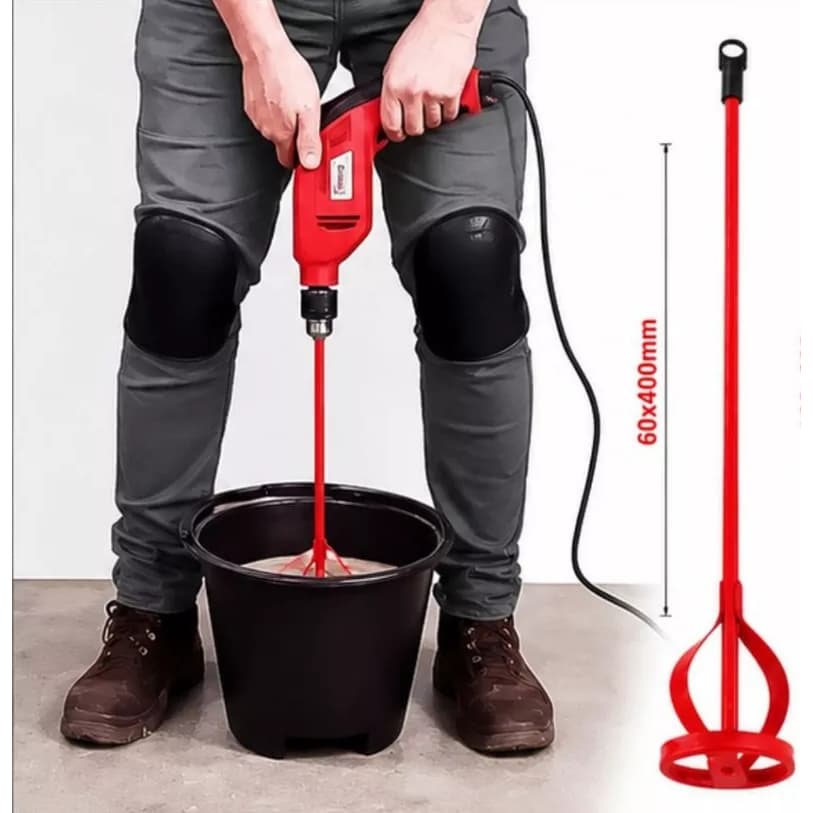 MISTURADOR DE TINTA E MASSA PARA USAR COM FURADEIRA 40 X 6CM ENCAIXE: 8 MM SEXTAVADO
