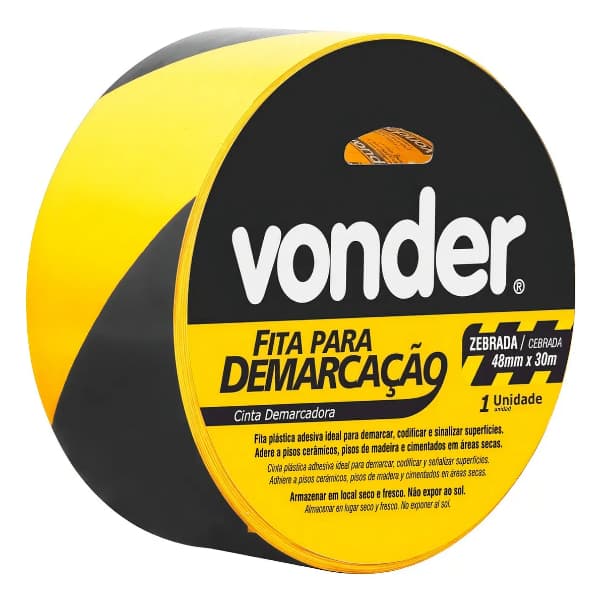 Fita Adesiva Para Demarcação Zebrada Cor Amarelo e Preto