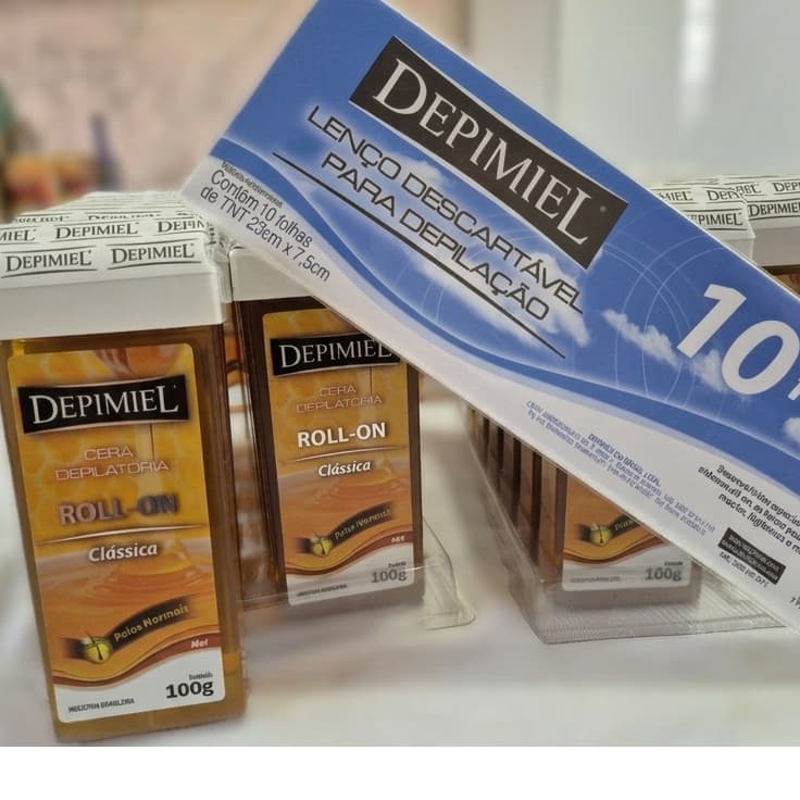 Kit Cera Depilatória Roll-On (100g) + Pack c/10 Folhas de Papel TNT