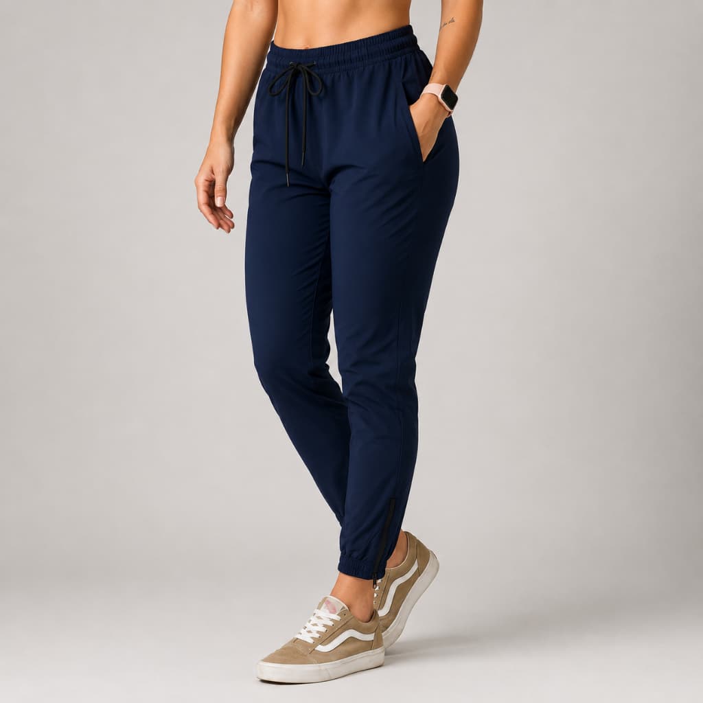Calça Jogger Elastano Feminina Ziper Casual Esportiva Tactel Premium Cintura Elastica Estilo Conforto