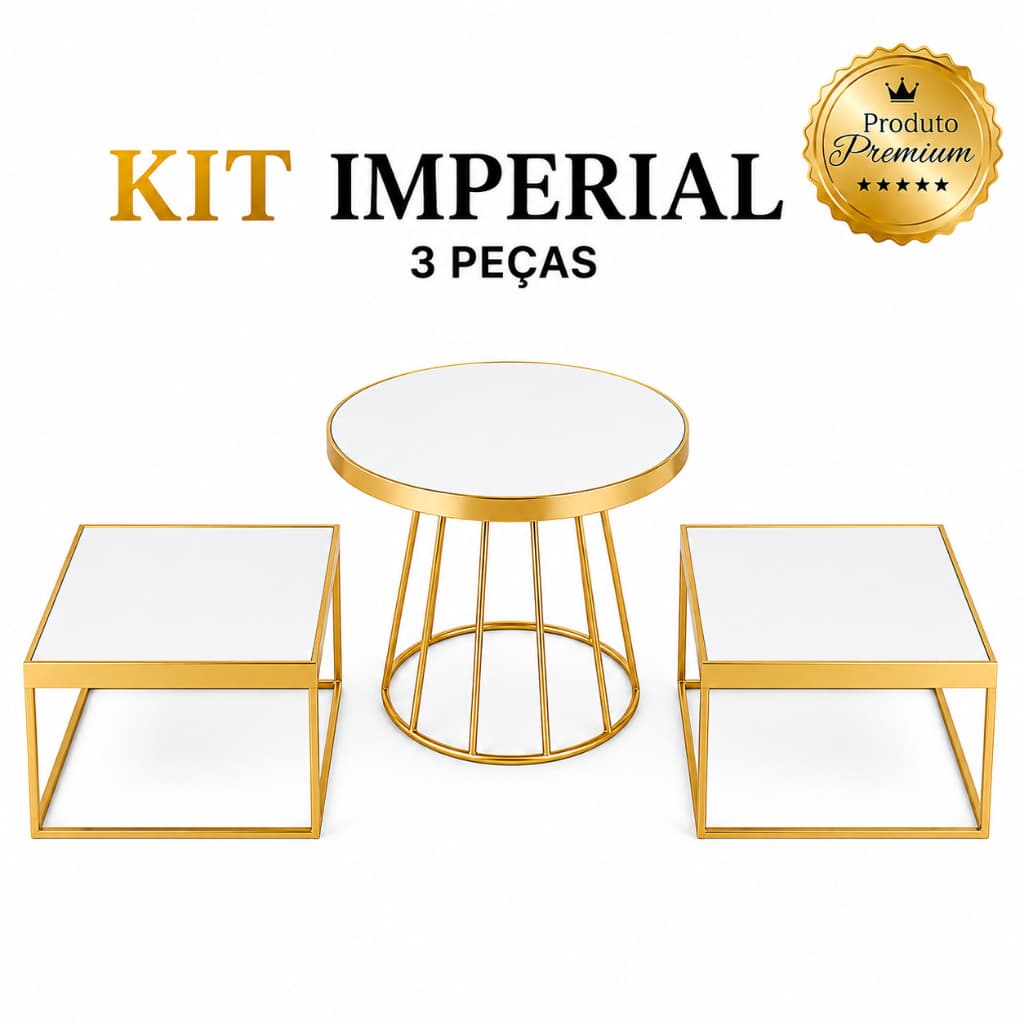 Kit Imperial 3 Peças Boleira 30 cm e Cubos Decorativos Festa  Suporte para Doces Mesa de Aniversário Ferro