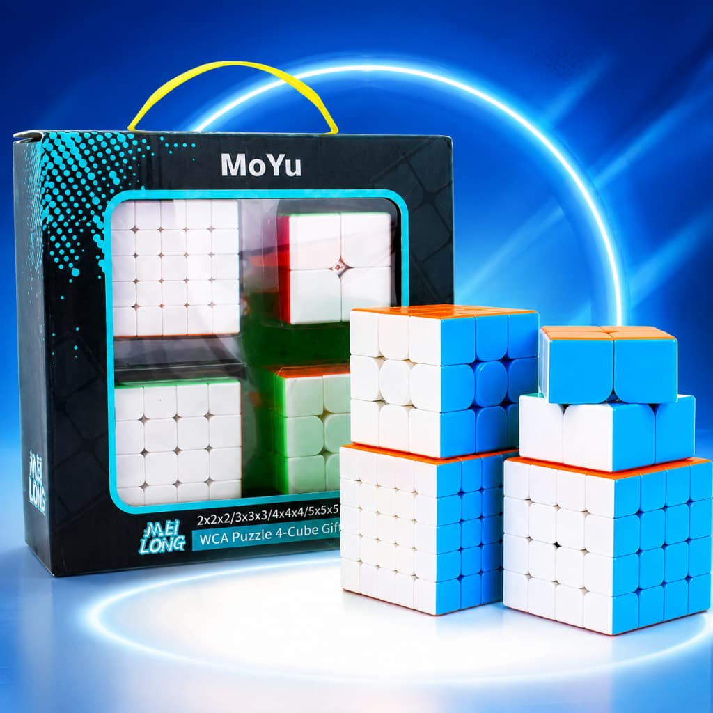 Kit Cubo Mágico 4 Peças 2x2 3x3 4x4 5x5 MoYu Profissional Speed Cube Quebra-Cabeça
