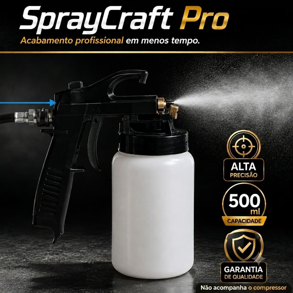 Pistola Pulverizadora Pintura Capacidade 500ml Alta Precisao Ar Directo