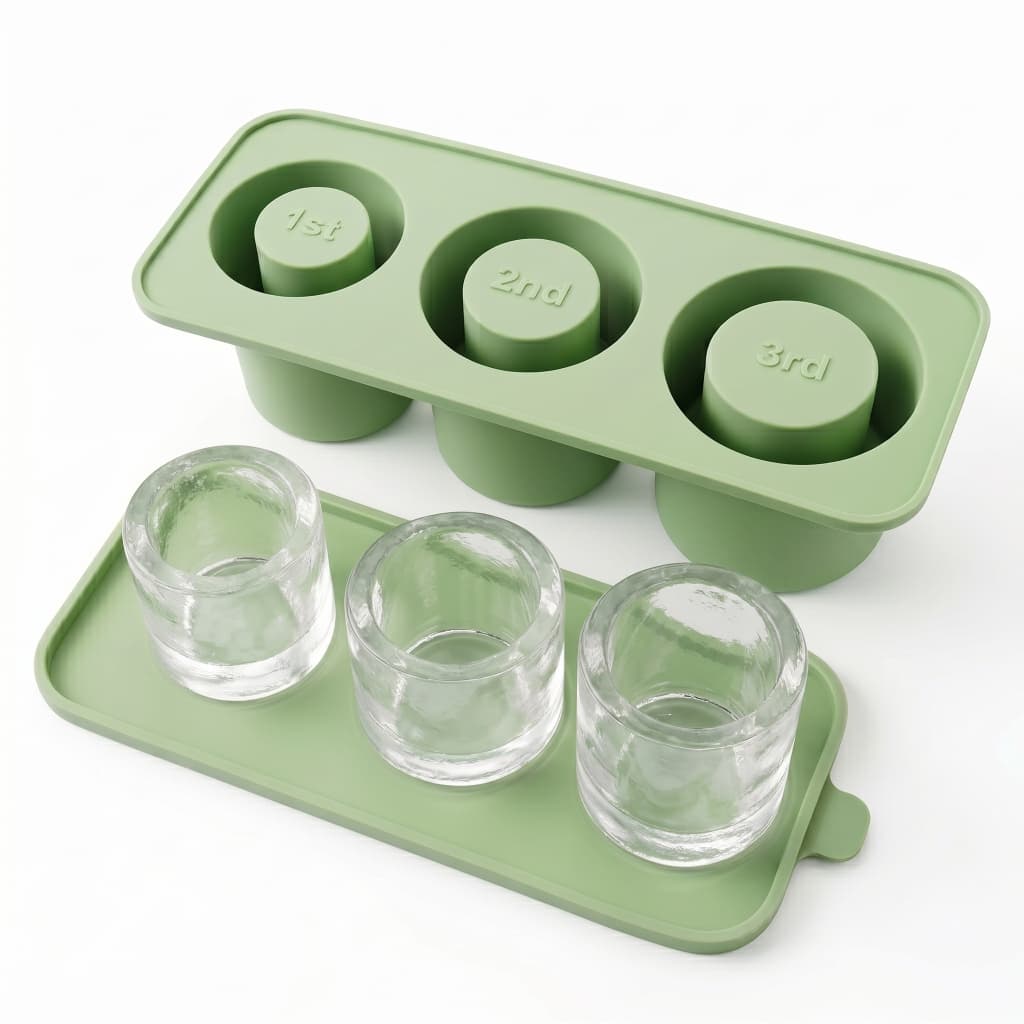 Forma de Gelo em Silicone com 3 Cavidades Cilíndricas e Tampa – Gelo p/ Copo Térmico de 40oz/1,2L, garrafa e similares