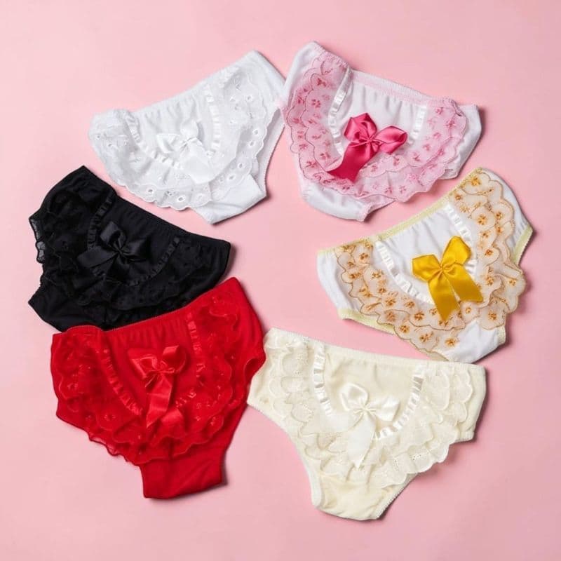 Kit 3 Calcinhas Bunda Rica Bebê Infantil Com Renda E Laço e Babado Super Macia Cores Variadas