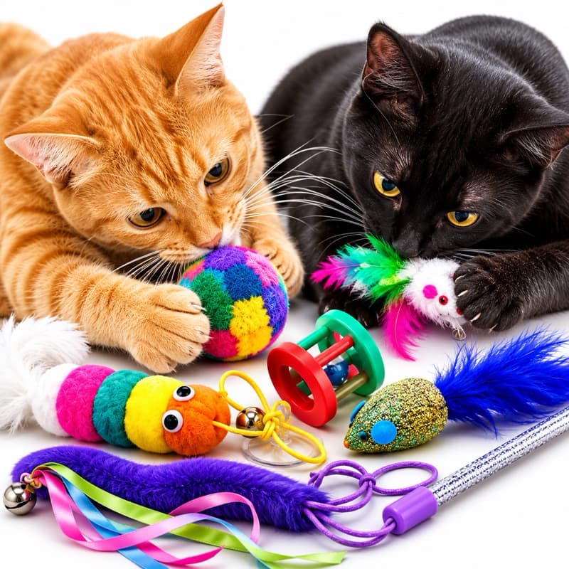 Kit 6 Brinquedos Interativos para Gatos Varinha Ratinho Bolinhas e Brinquedos Antiestresse Diversão Garantida