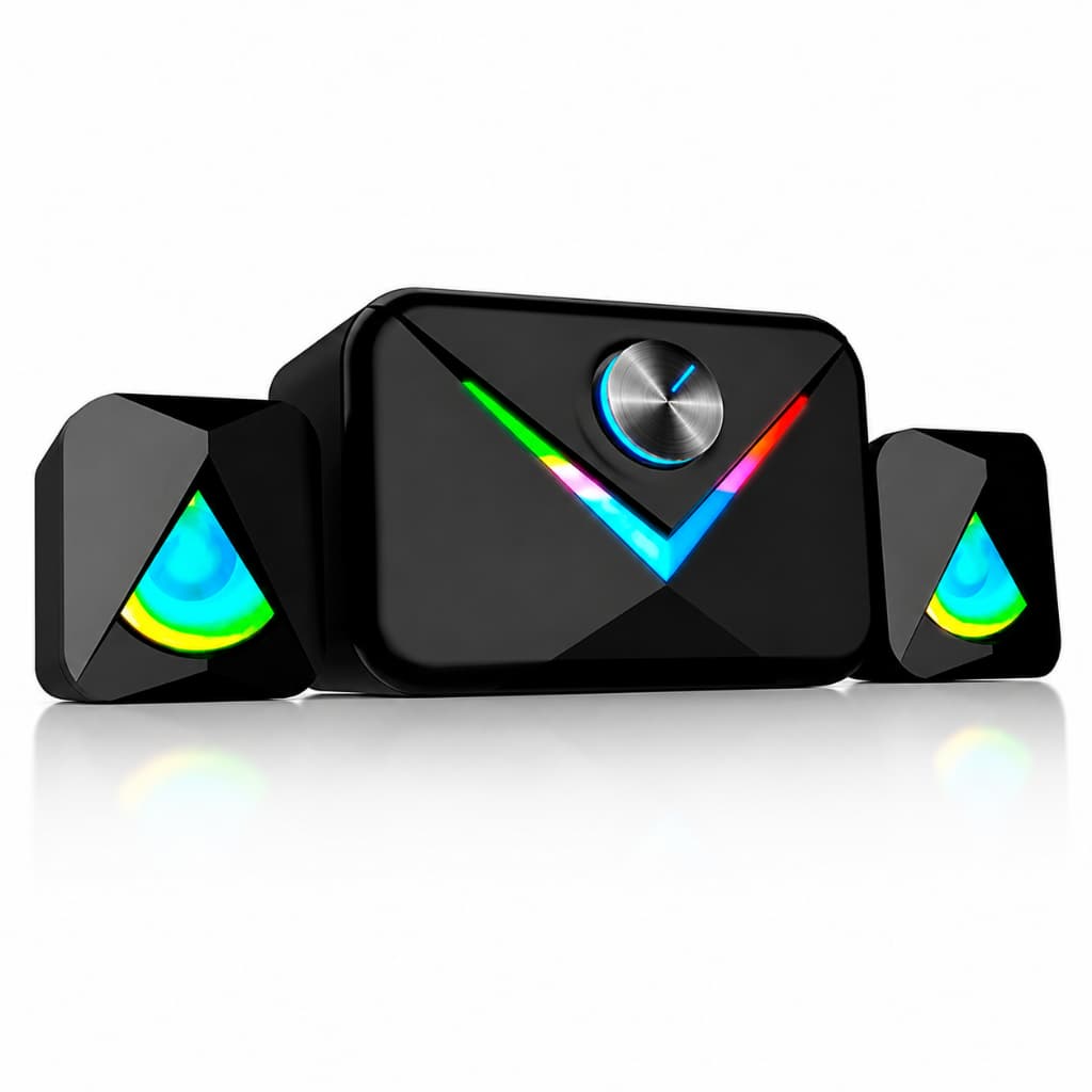 Caixa De Som Gamer K-Mex com Subwoofer e Led Ss-8012 Preto