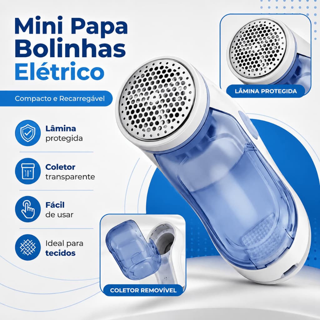 Removedor de Pelos e Bolinhas de Roupa Elétrico Portátil Tira Fiapos Recarregavél
