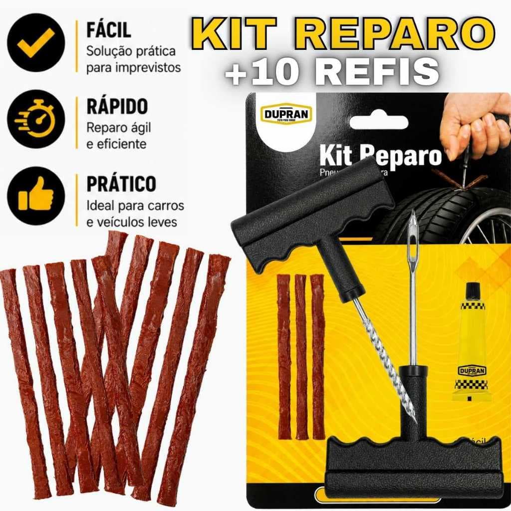 Reparo de peneu moto carro sem câmara peneu furado kit com 6 peças +  10 REFIL tipo macarrão Envio Fantástico