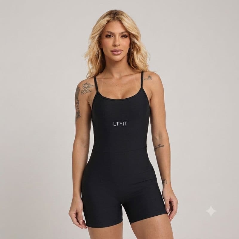 Macaquinho Fitness Feminino de Academia Poliamida Zero Transparência com Forro Moda Fitness