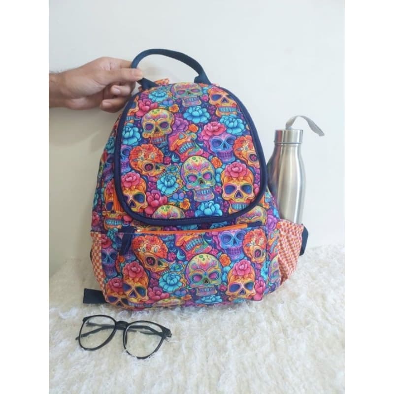 Mochila Urban, Estampa caveira, Mochila de passeio, Bolsa feminina, Mochila de tecido, Mochila artesanal