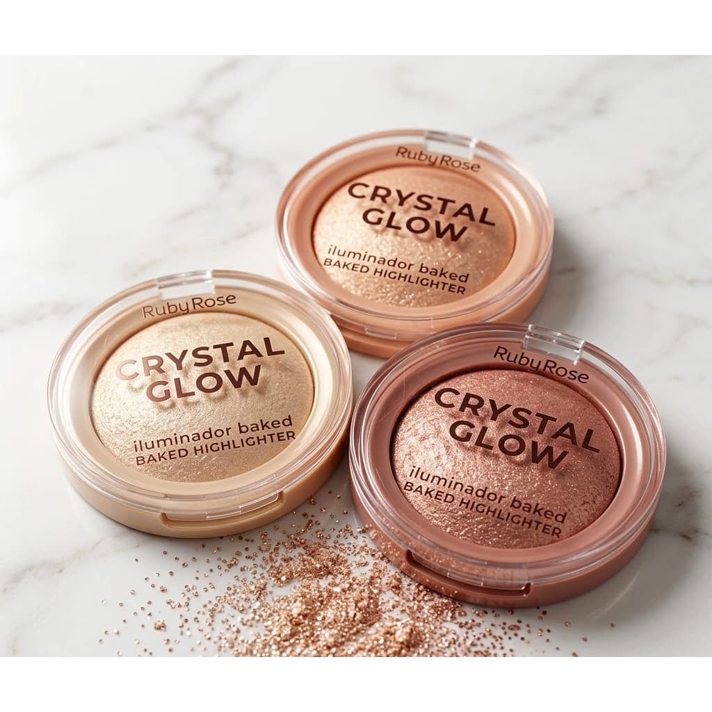 Iluminador Baked Crystal Glow Ruby Rose 6,5g com Brilho Natural