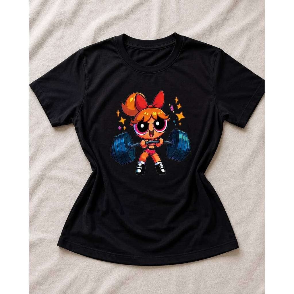 Camiseta Feminina Super Poderosas Florzinha Academia 100% Algodão Estampada Moda Fitness T-Shirt Treino