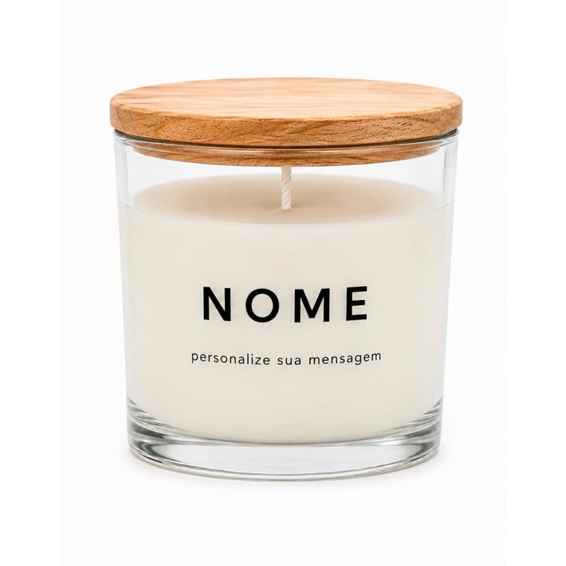 Vela aromática personalizada com nome |Presente para Amiga, Mae, Tia | Cera de Coco |  Tampa de Madeira 90 gramas