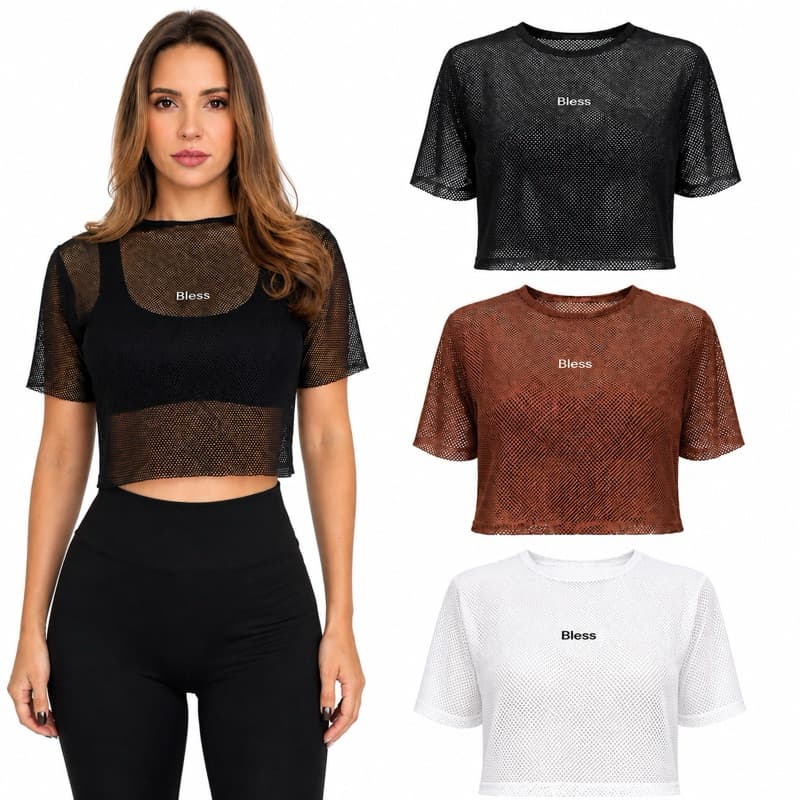 Kit 3 Unidades Cropped Academia Feminino Telinha Blusa Furadinha Fitness Corrida