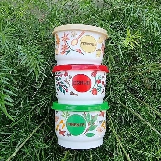 Tupperware potinhos tempero Floral- potinhos para armazenar pimenta, fermento e cravos