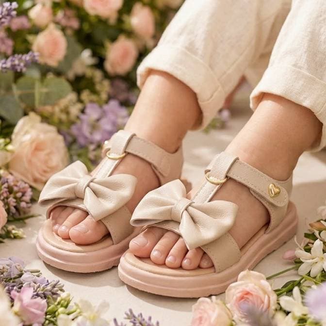 Sandália Infantil Feminina Menina com Laço Boneca Festa Confortável Antiderrapante