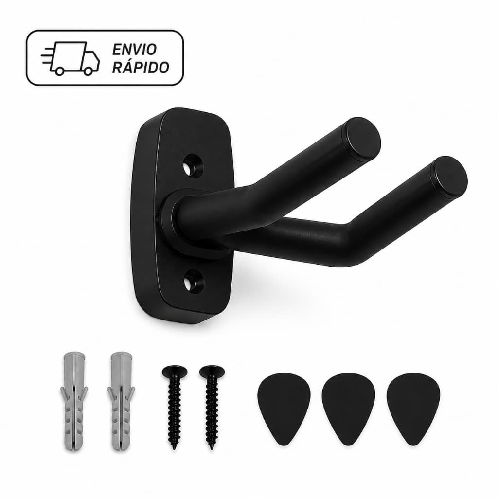 KIT Suporte Ajustável de Parede + 3 palhetas e Parafusos Para Violão Ukulele Cavaco Parede Ajustavel