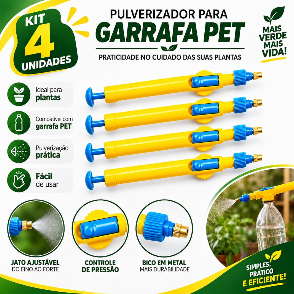 Pulverizador Manual Para Garrafa PET Borrifador Plantas Jardim Regulável