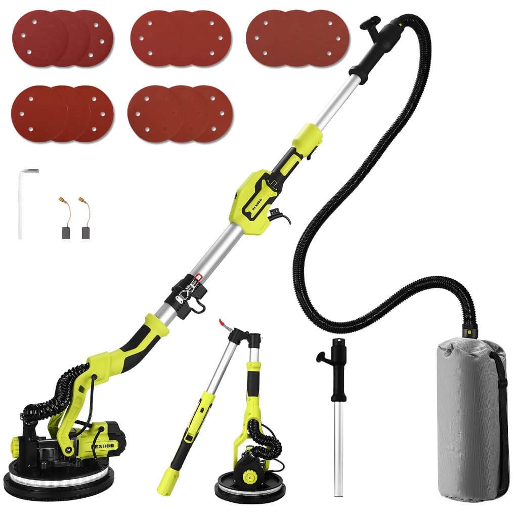 Lixadeira De Parede E Teto 1000W Profissional Elétrica Telescópica Velocidade Variável Com 15 Lixas 225mm LED Desoon