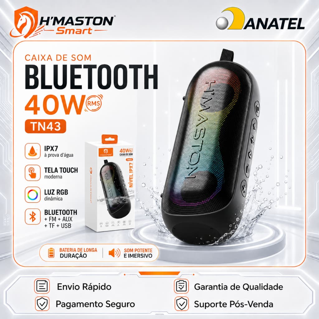 H'maston TN43 Caixinha De Som Bluetooth Caixa De Som Blootooth Caixa De Som Bluetooth Portátil Som Caixa Bluetooth