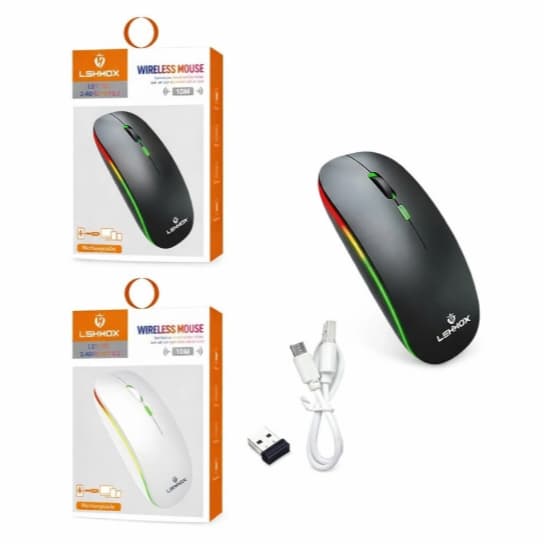 🖱️ Mouse Sem Fio Bluetooth + USB 2.4GHz Recarregável RGB 1600 DPI
