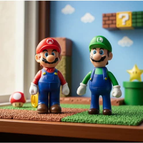 Kit 2 Bonecos Mario e Luigi Personagens Super Mario Bros Brinquedo Infantil