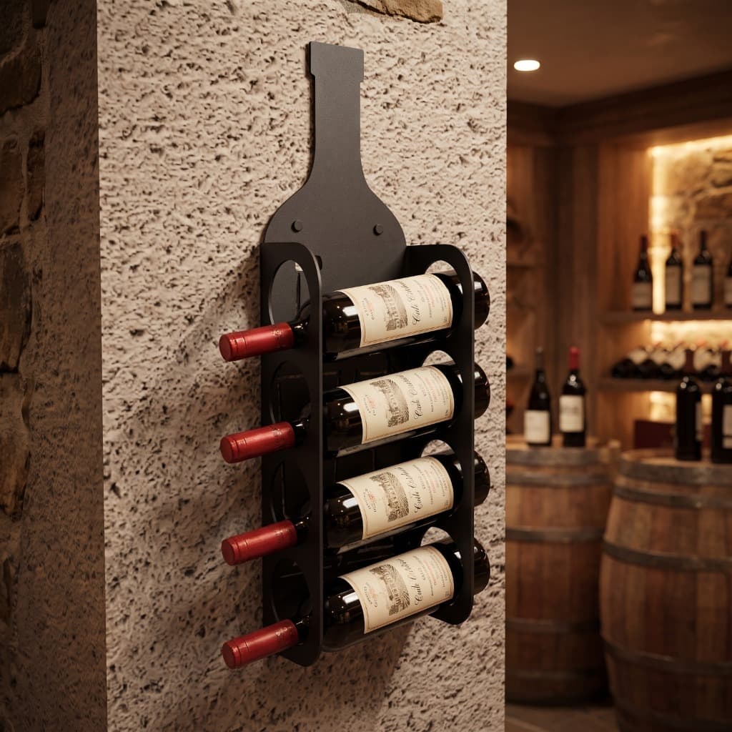 Adega Suporte Porta Vinho Parede Metal 4 Garrafas Decorativo