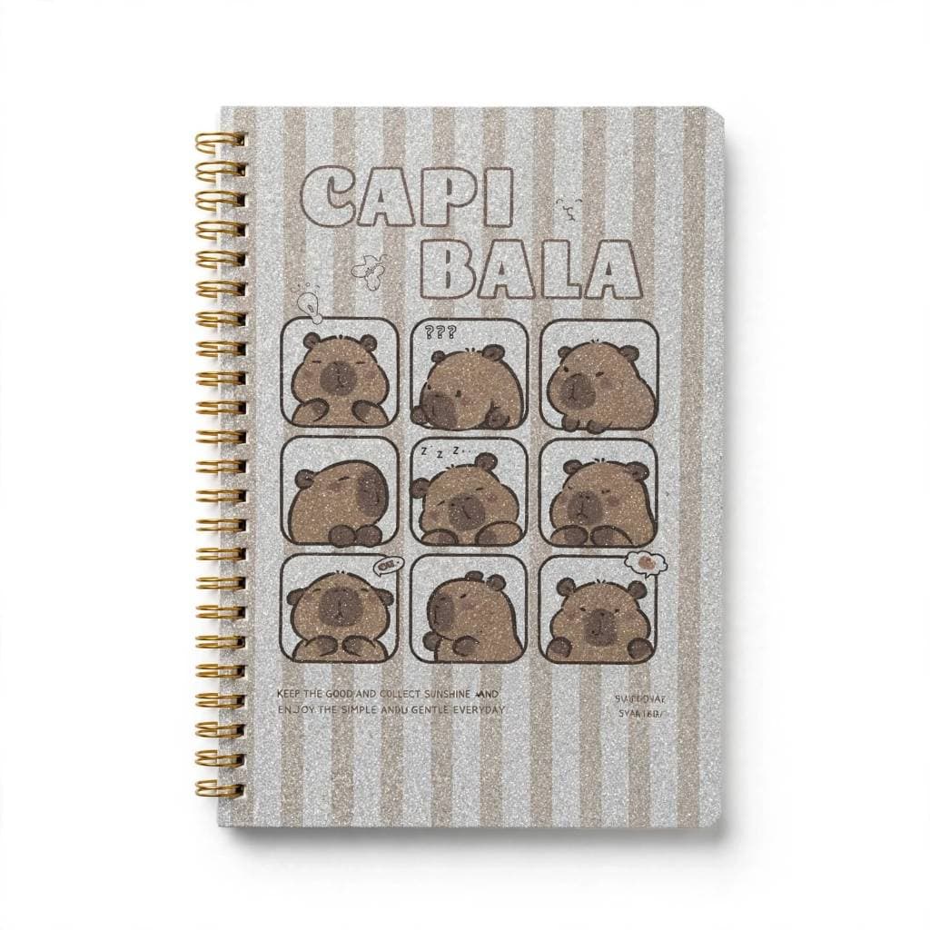 Caderno Espiral 40 Páginas Pautado Capivara Brilhoso - Papelaria - Capibala