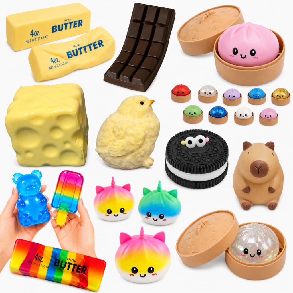 Taba Squishy Virais Tik Tok Dumplings Queijo Nee Doh Butter Apertar Anti Stress - Escolha O Seu