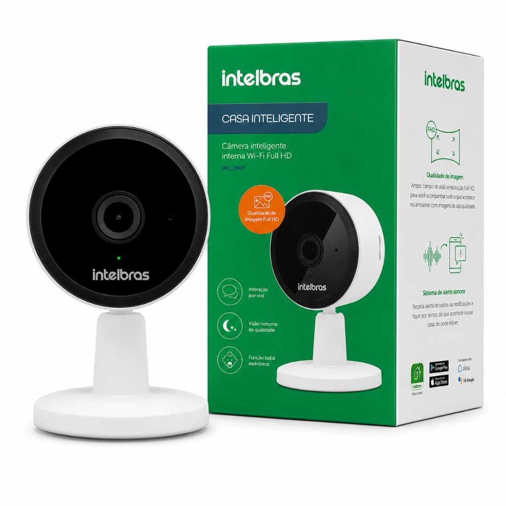 Câmera Segurança Interna Intelbras Im1 - Babá Eletrônica, Visão Noturna, Alexa e Ok Google - HD Wi-Fi