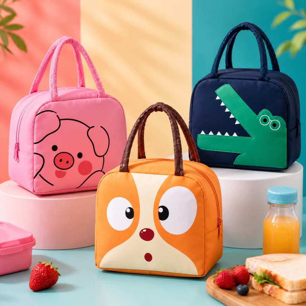 Bolsa Térmica Lancheira Escolar com Alça Estampas de Animais Kapbom