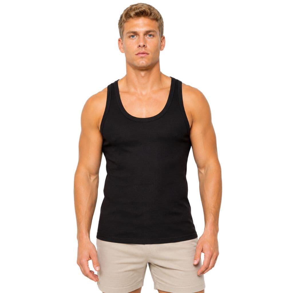 Regata Masculina Canelada Machão Estilo Americano Algodão Slim Elastano Alça Larga Academia Verão