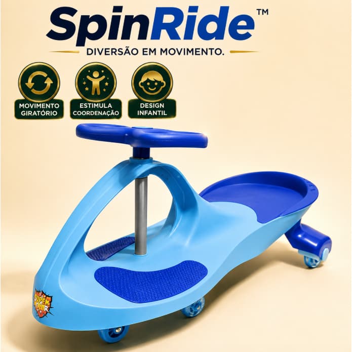 Carrinho Infantil Giratório SpinRide™ Carro de Passeio Brinquedo Azul Movimento 360°