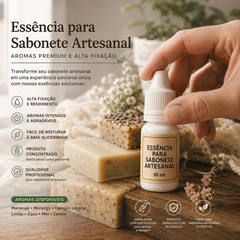 Essência para Sabonete Artesanal 10 ml – Aromas Premium e Alta Fixação