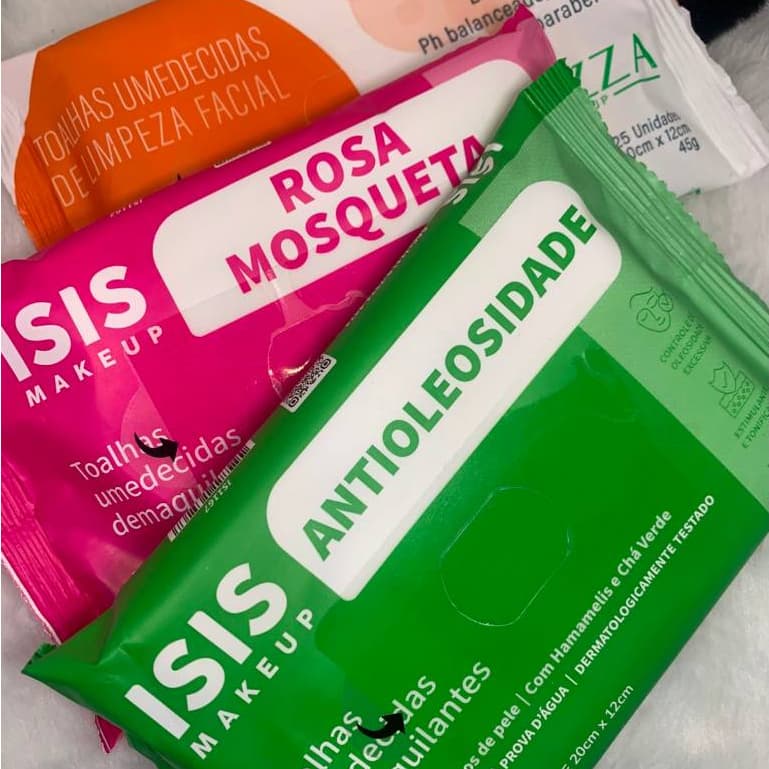 Lenços Demaquilantes - Rosa Mosqueta - Anti-Oleosidade - Vitamina C | FENZZA - ISIS MAKEUP