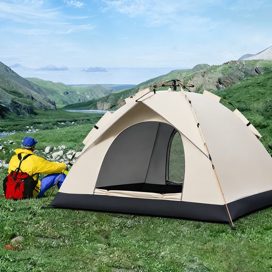 Barraca de Camping Automática 2x2m Impermeável Oxford para 1 a 4 Pessoas