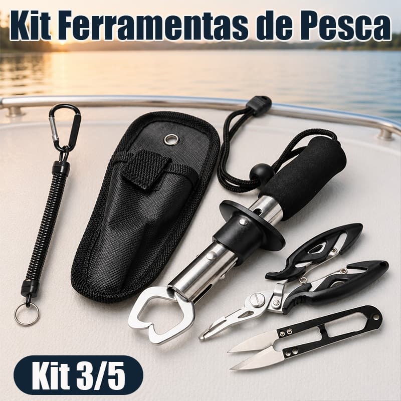 Alicate De Pesca Multifuncional Kit 5/3 Peças Pegador De Peixe Corda Anti Queda Capa Protetora