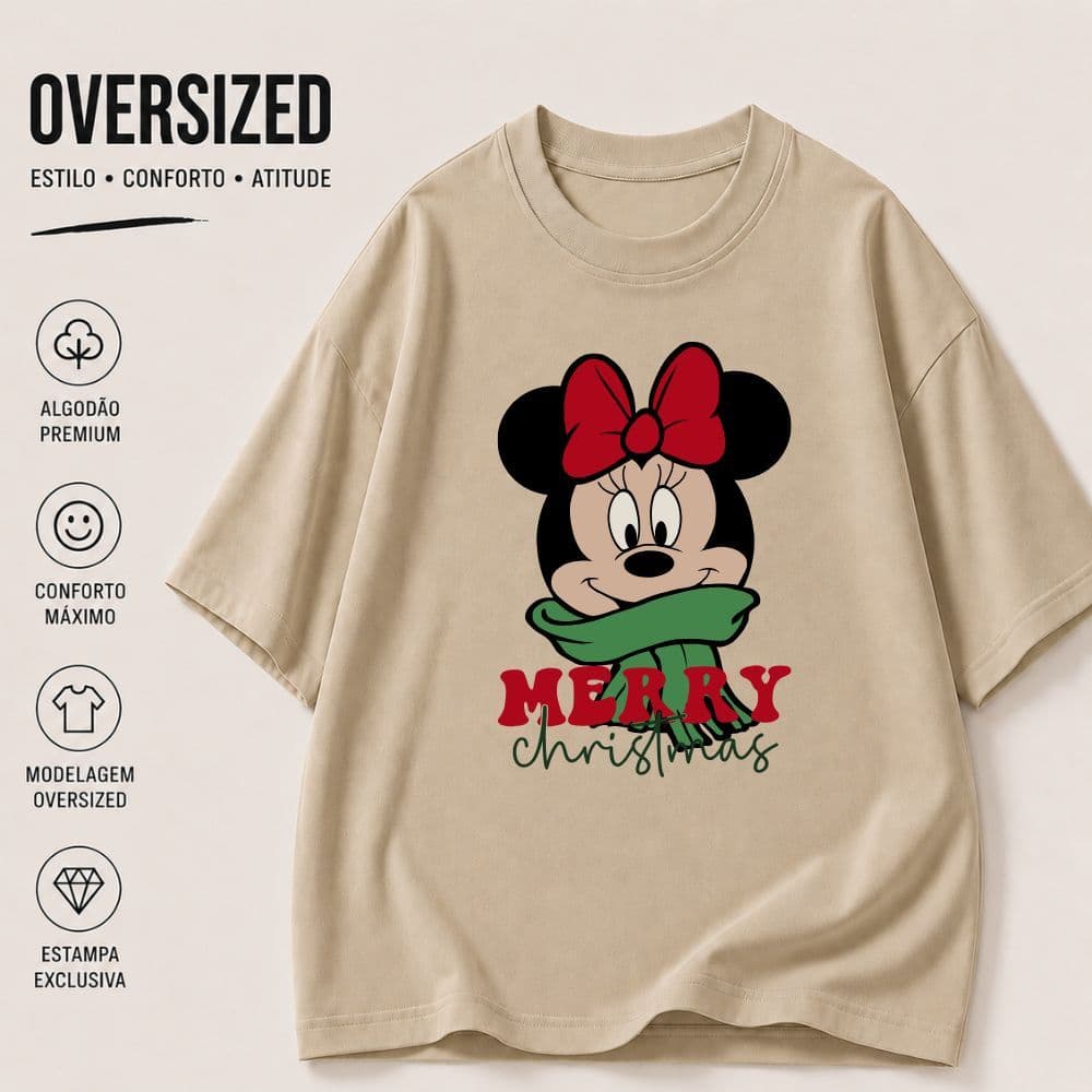 Camiseta Menina Verão Manga Curta 100% Algodão 4 ao 16 Minnie Natal