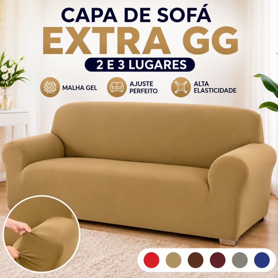 Capa de Sofá Ligadinha Lisa Extra GG 2 E 3 Lugares Ajuste Perfeito Elástica Confortável