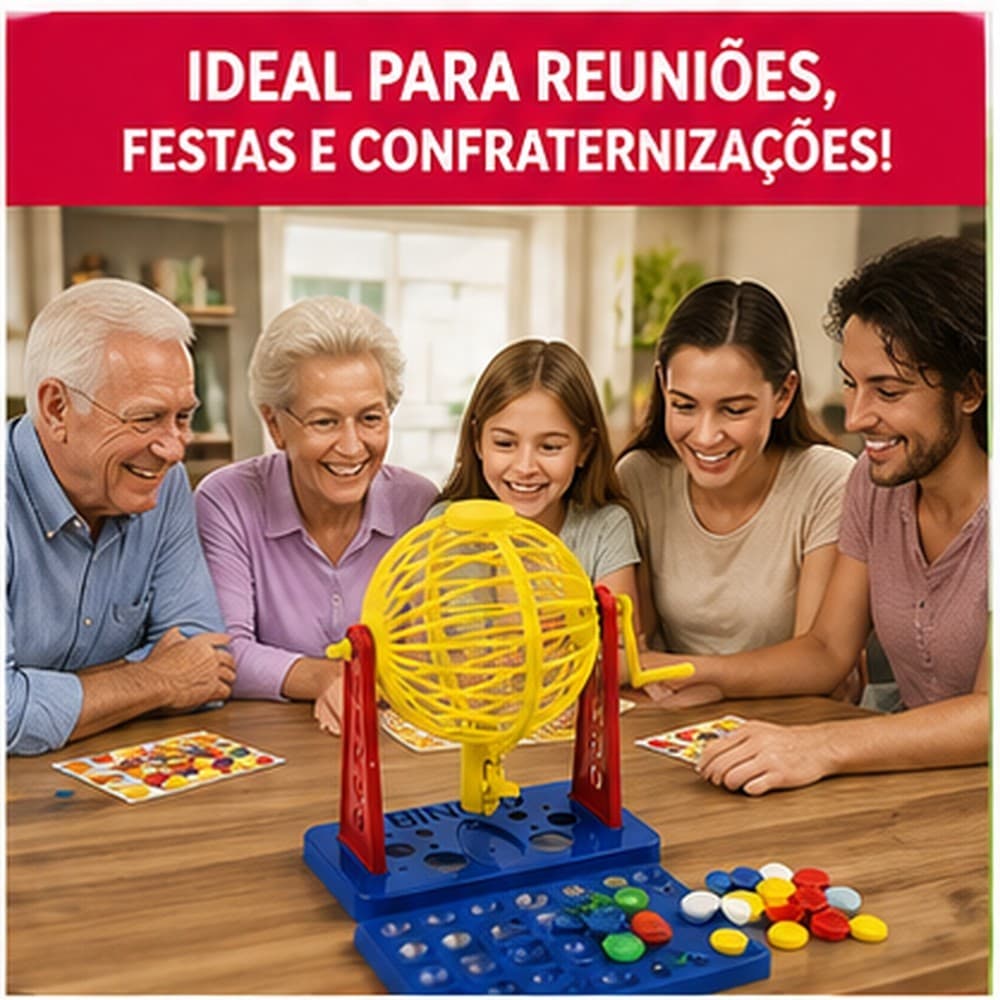 BINGO Bingo com 12 Cartelas e Globo Giratório