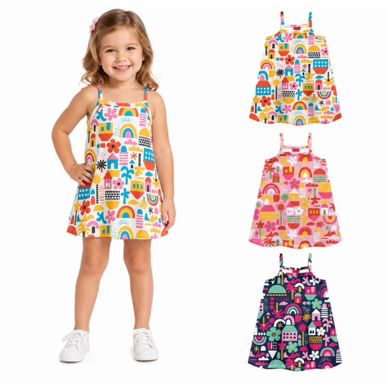 Vestido Kyly Infantil Estampado com Alças