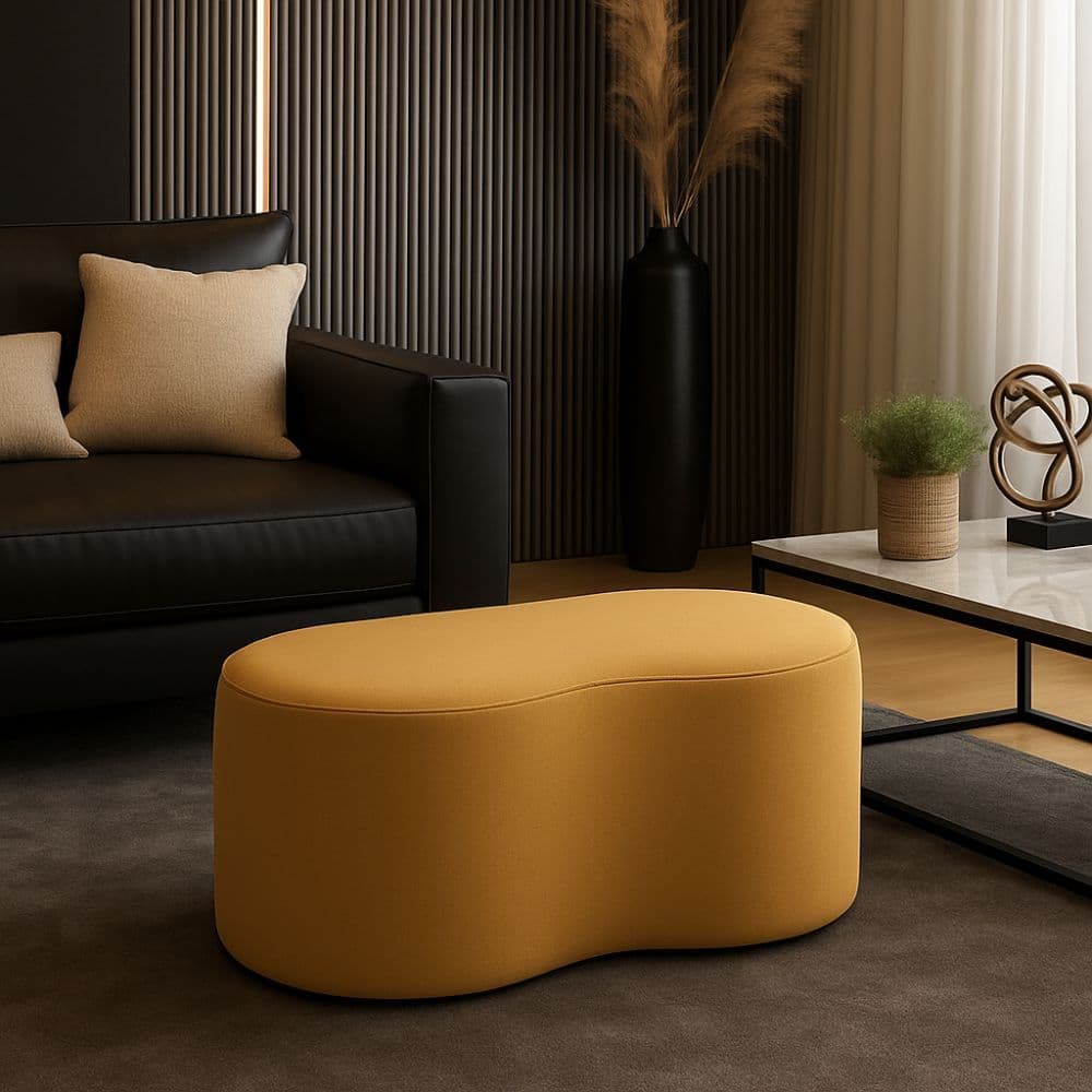 Puff Orgânico Terry 1 Metro Curvo Puf Banco Decorativo Para Living Closet Loja Suede Amarelo